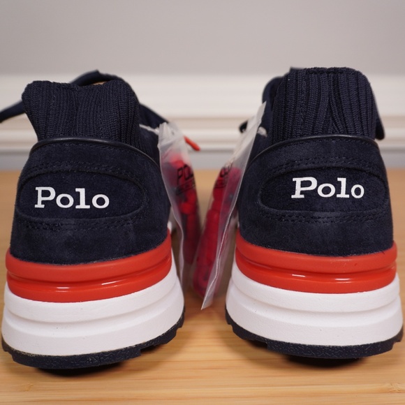 Polo Ralph Lauren Trackster 200II Knit Sneaker Blue Red White Size 10D Brand New main image 6